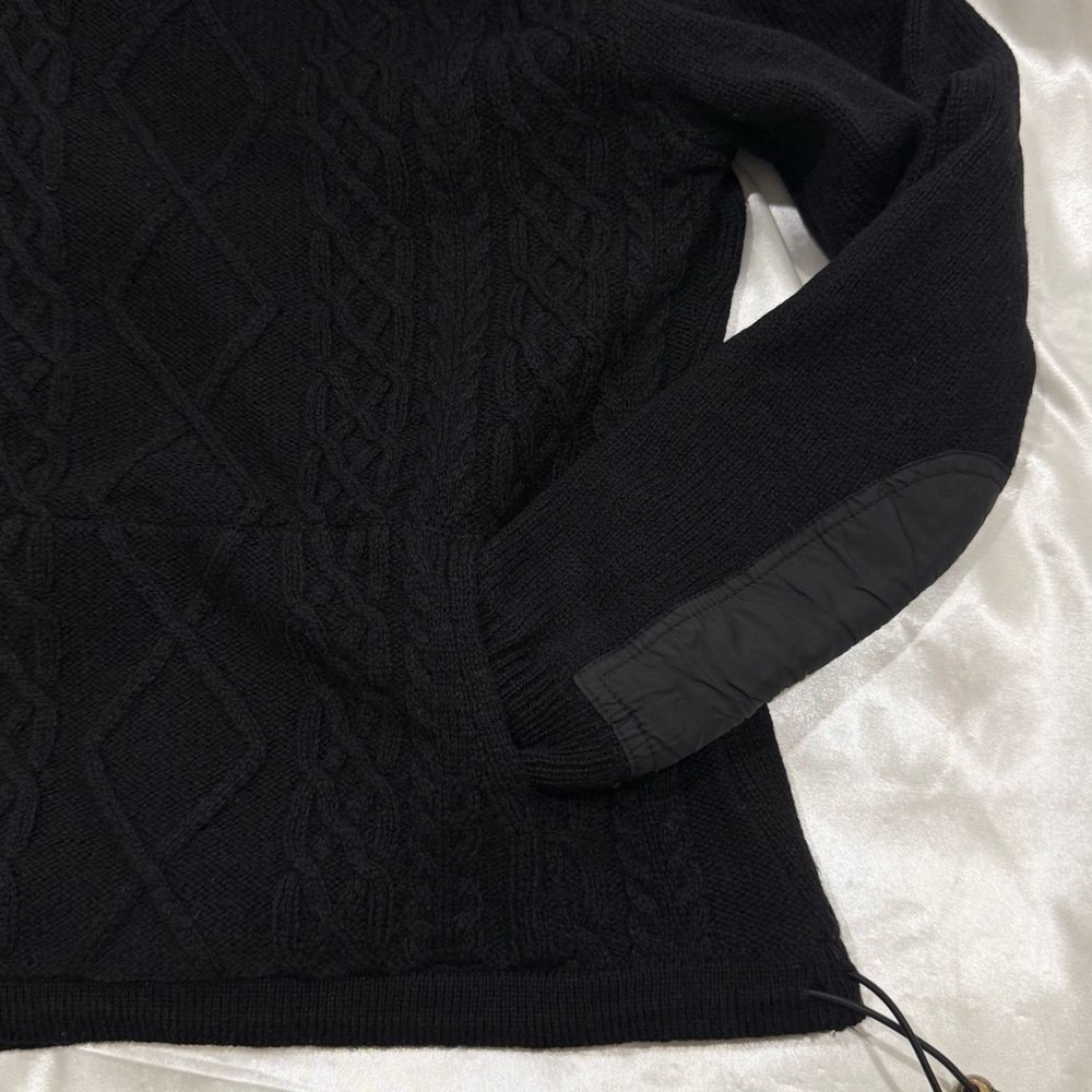 Aran Sweater Market Cowl Neck Aran Sweater XS Black Cable Knit Wool Fisherman - Picture 11 of 11